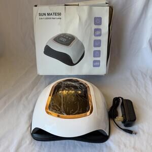 SUN MATE50 LED UV Nail Lamp 2-in-1 Gel Dryer Timer Sensor w/ Adapter